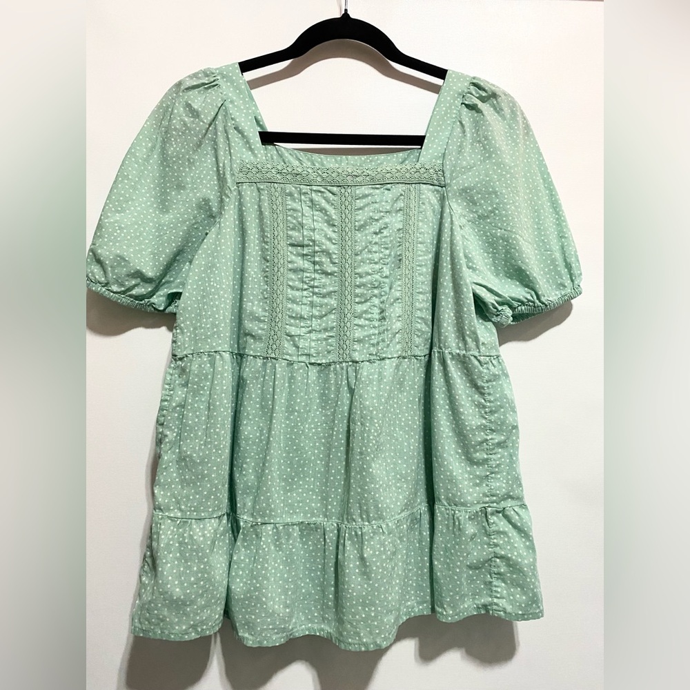 LOFT Light Green blouse with Polka Dots